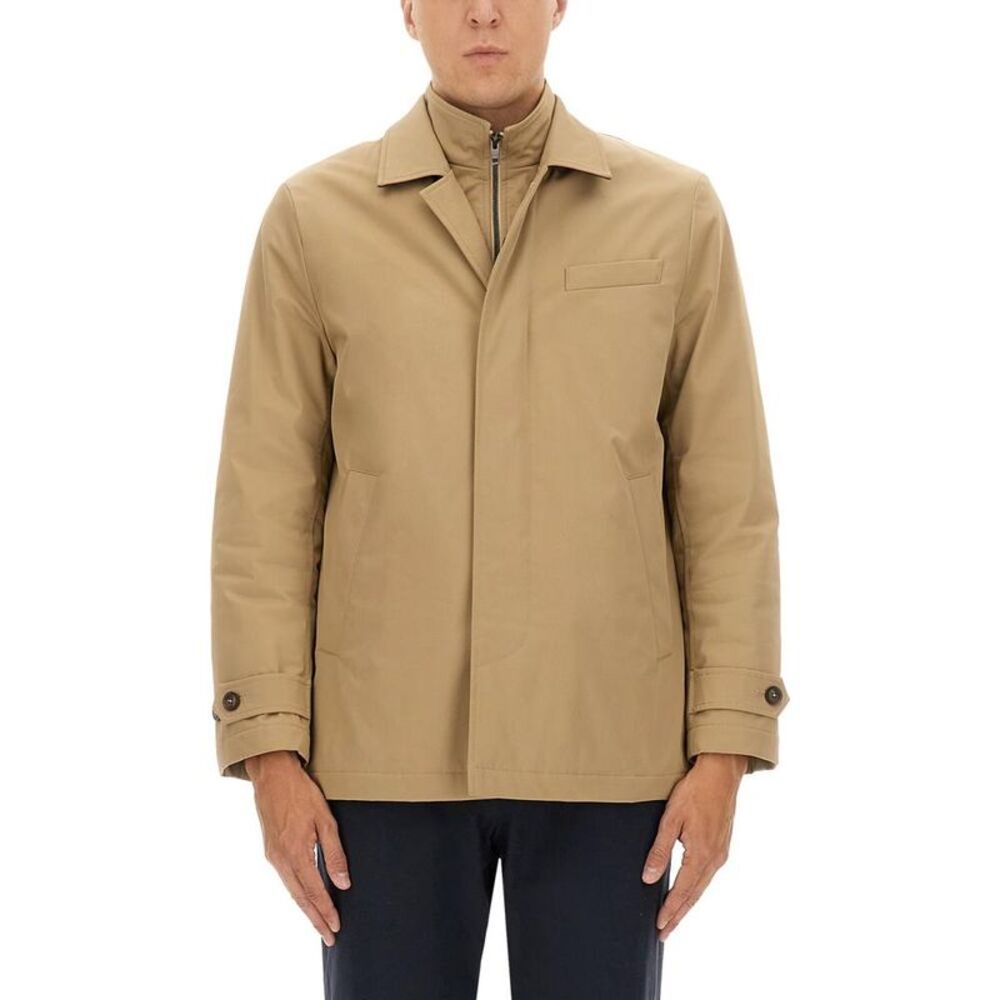 FAY Men's Classic Single-Breasted Mac Coat Men Beige Outerwear